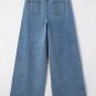 Dusk Blue Medium Wash Super Wide Leg Denim Pants