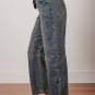 Sail Blue Exposed Stitching Loose Straight High Waist Jeans