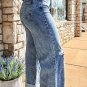 Ashleigh Blue Mineral Wash Bottom Cuff Distressed Wide Leg Jeans