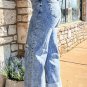 Ashleigh Blue Mineral Wash Bottom Cuff Distressed Wide Leg Jeans