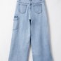Beau Blue Bowknot Decor Boyfriend Cargo Jeans