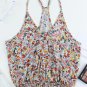 Multicolor Wrapped V Neck Floral Tank Crop Top