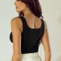 Black Pearl Decor Square Neck Sleeveless Crop Top