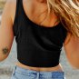 Black Ribbed Knit Sheath Sleeveless Crop Top
