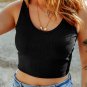 Black Ribbed Knit Sheath Sleeveless Crop Top