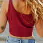 Racing Red Ribbed Knit Sheath Sleeveless Crop Top