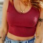 Racing Red Ribbed Knit Sheath Sleeveless Crop Top