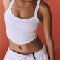 White Athletic Ribbed Cropped Cami Top
