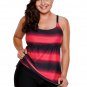 Rosy Strappy Hollow out Back Plus Size Tankini