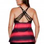 Rosy Strappy Hollow out Back Plus Size Tankini