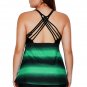 Greenish Strappy Hollow out Back Plus Size Tankini