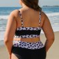 Black 2pcs Leopard Patchwork Plus Size High Waisted Swimsuit