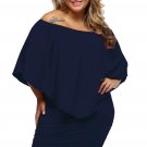 Plus Size Multiple Dressing Layered Dark Blue Mini Poncho Dress
