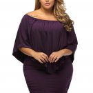 Plus Size Multiple Dressing Layered Purple Mini Poncho Dress