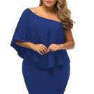 Plus Size Multiple Dressing Layered Blue Mini Poncho Dress