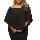 Plus Size Multiple Dressing Layered Black Mini Poncho Dress