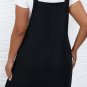 Black Solid Buttoned Straps Plus Size Overall Dress