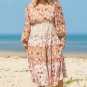 Khaki Plus Size Floral Tiered Ruffle Maxi Dress