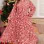 Red Plus Size Abstract Print Notch V Neck High Waist Maxi Dress