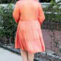 Peach Blossom Metallic Balloon Sleeve Shirt Plus Size Mini Dress