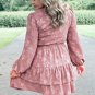 Peach Blossom Floral Surplice V Neck Tiered Ruffled Plus Size Dress