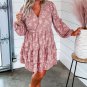 Peach Blossom Floral Surplice V Neck Tiered Ruffled Plus Size Dress