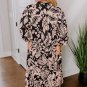 Black Plus Size Floral Printed Puff Sleeve Collared Maxi Dress