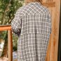 White Stripe Plus Size Plaid Buttoned Raw Hem Tunic Shirt Dress