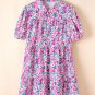 Pink Plus Size Floral Half Button Short Puff Sleeve A-line Dress