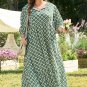 Green Geometric Floral Print Half Sleeve Plus Size Maxi Dress