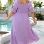 Wisteria Swiss Dot Smocked Frilled Neckline Short Sleeve Plus Size Dress