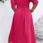 Sachet Pink Swiss Dot Smocked Frilled Neckline Short Sleeve Plus Size Dress