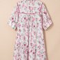 Pink Floral Split Neck Short Sleeve Loose Plus Size Mini Dress