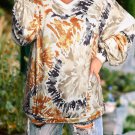 Multicolor Plus Size Tie Dye V Neck Sweatshirt