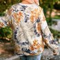 Multicolor Plus Size Tie Dye V Neck Sweatshirt
