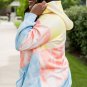 Sky Blue Colorblock Kangaroo Pocket Plus Size Hoodie