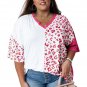 Rose Plus Size Leopard Patchwork Short Sleeve Top