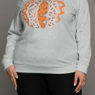 Gray Halloween Pumpkin Leopard Print Plus Size Sweatshirt
