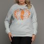 Gray Halloween Pumpkin Leopard Print Plus Size Sweatshirt