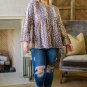Purple Floral Print Round Neck Plus Size Babydoll Blouse