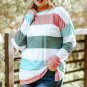 Green Plus Size Colorblock Pullover Top