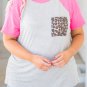 Stripe Leopard Patch Pocket Plus Size Raglan Sleeve Tee