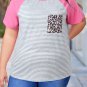 Stripe Leopard Patch Pocket Plus Size Raglan Sleeve Tee
