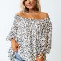 Cheetah Spotted Plus Size Off Shoulder Blouse