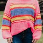 Pink Plus Size Stripe Oversized Sweater