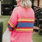 Pink Plus Size Stripe Oversized Sweater