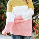 Yellow Colorblock Bubble Sleeve Plus Size Sweater