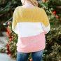 Yellow Colorblock Bubble Sleeve Plus Size Sweater
