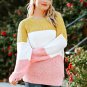Yellow Colorblock Bubble Sleeve Plus Size Sweater