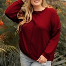 Gold Flame Exposed Seam Detail Waffle Knit Plus Size Top